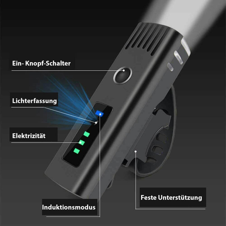 Helles LED-Fahrradlicht vorne von LumenGuard™, für maximale Sichtbarkeit & Sicherheit beim Radfahren in der Dunkelheit.
