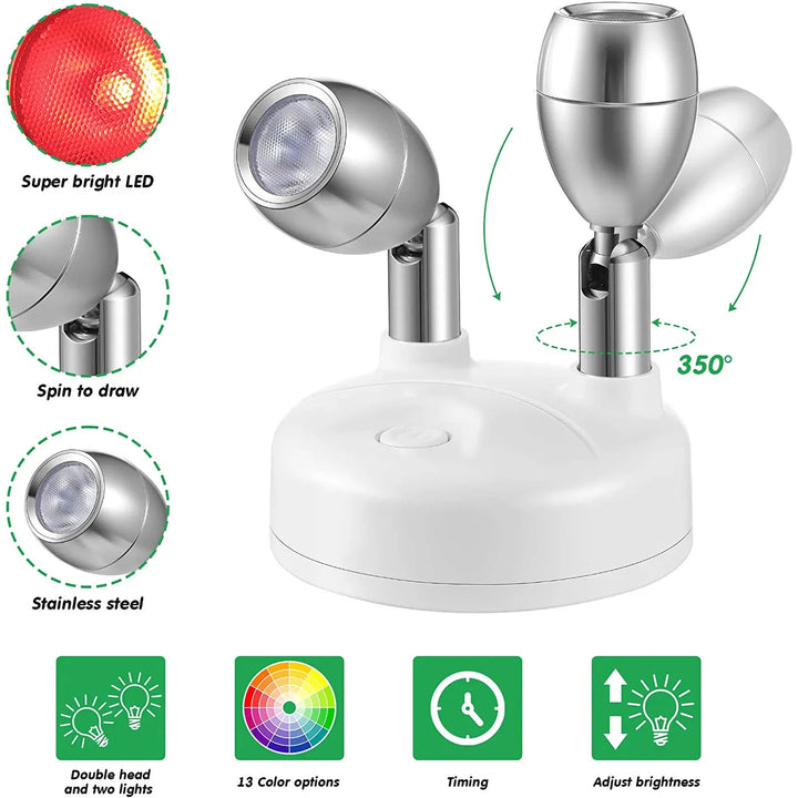 LumiFlex kabelloses LED Spotlight Set (2 Stück) mit RGB Farbwechsel, Fernbedienung & Timerfunktion.