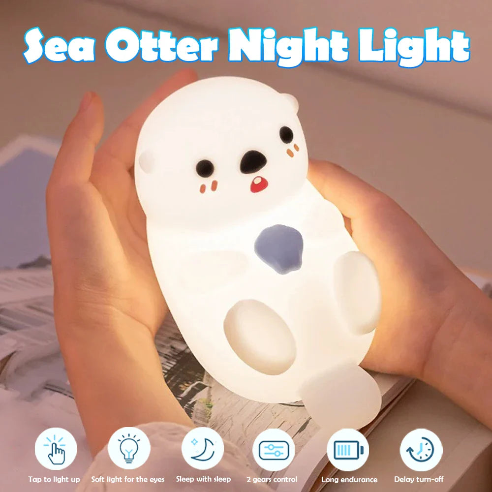 Niedliches Kinder Nachtlicht als Silikonlampe, LED, Akku-betrieben, USB aufladbar für Baby & Kind.
