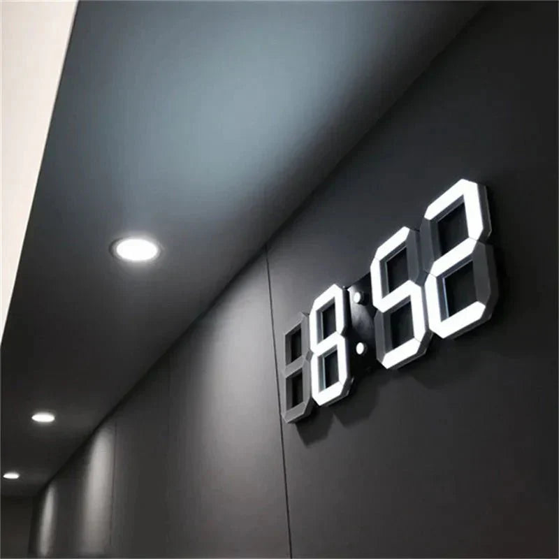 LumiSync 3D LED Wanduhr, moderne dimmbare Digitaluhr für Wohnzimmer.