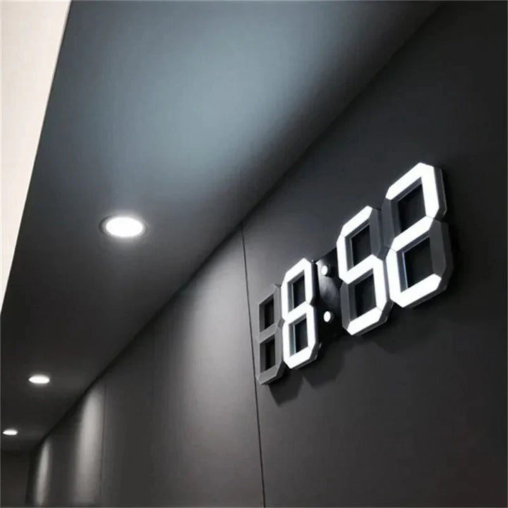 LumiSync 3D LED Wanduhr, moderne dimmbare Digitaluhr für Wohnzimmer.