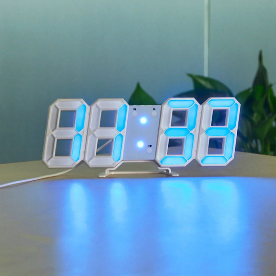 Rote LumiSync 3D LED Digitaluhr, dimmbare moderne Wanduhr als Geschenkidee.