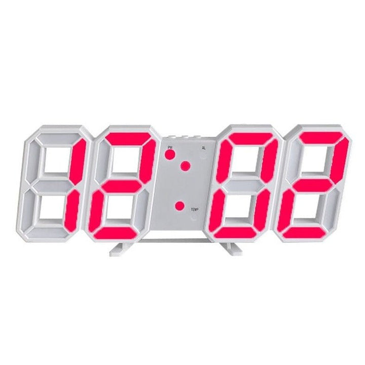 Rote LumiSync 3D Wanduhr, dimmbare LED-Digitaluhr für ein modernes Ambiente.