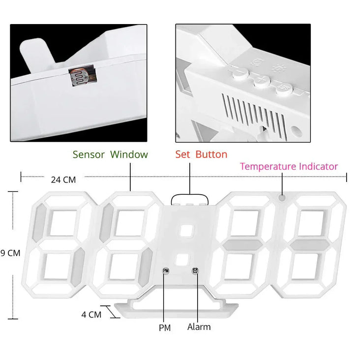 Dimmbare LumiSync 3D LED-Uhr, moderne Digitaluhr in Schwarz für jedes Büro.
