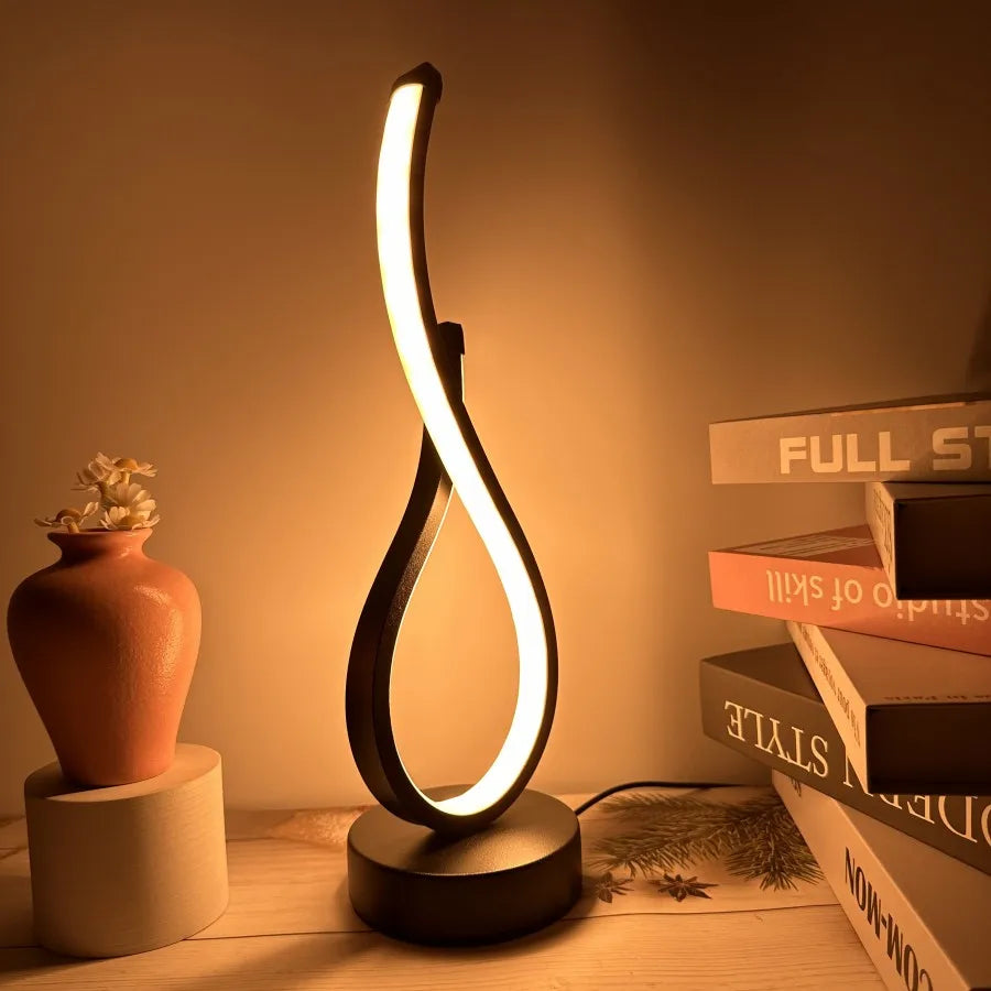 Lumoara LED Tischlampe, dimmbar mit 3 Lichtfarben, modernes Design, kabellos für Nachttisch & Wohnzimmer.