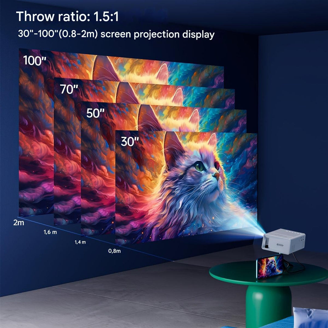 Ultra-heller LumoBeam Mini-Projektor (3000 Lumen) für klare Bilder, perfekt für Filme, Gaming und Heimkino überall.