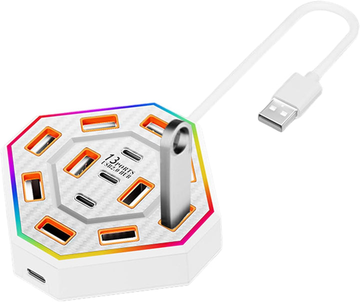 Lumora RGB Dockingstation 13-in-1 für Laptop, USB-C Hub, mehr Anschlüsse, bessere Produktivität.