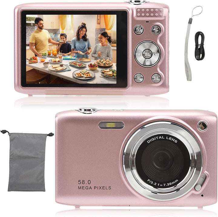 Lumora 4K Kamera, Frontansicht, zeigt den 58MP Sensor und das 16x Zoomobjektiv.