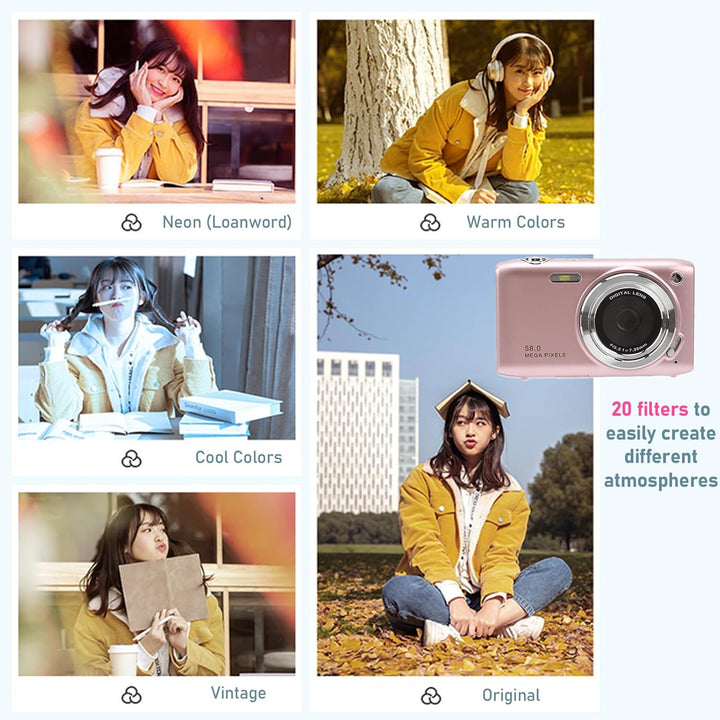 Ergonomische Lumora 4K Digitalkamera. 58MP Fotos, 16X Zoom & Videoaufnahmen.