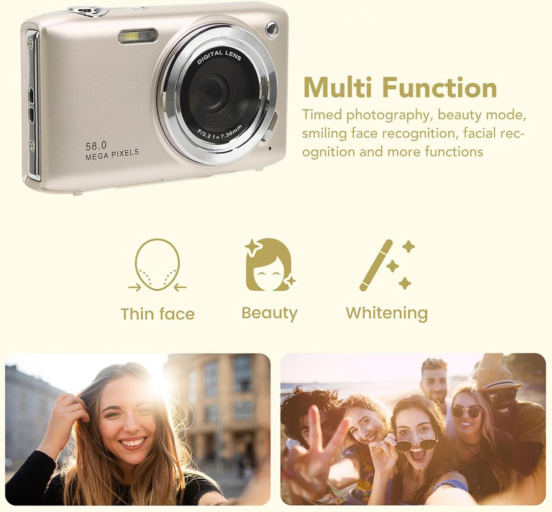 Lumora 58MP Digitalkamera mit 4K Video & 16X Zoom für detaillierte Bilder.