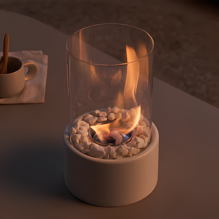 Modernes Design der Lumora Öllampe, schafft gemütlichen Kerzenschein im Schlafzimmerambiente.