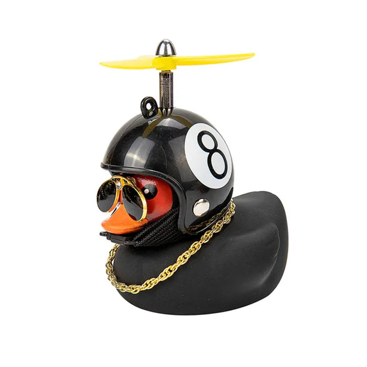 Originelle Entenklingel als Fahrradgeschenk, inklusive Helm, Licht & Quetschfunktion, aus weichem Kieselgel.