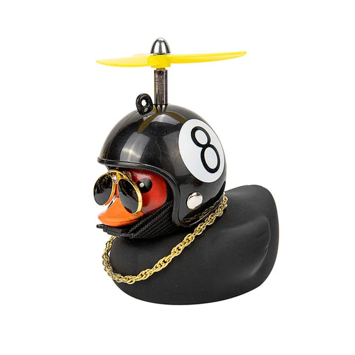 Originelle Entenklingel als Fahrradgeschenk, inklusive Helm, Licht & Quetschfunktion, aus weichem Kieselgel.