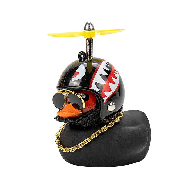 Lustiges Fahrradzubehör: Quietscheente mit Helm & blinkendem LED-Licht, für jedes Kinderfahrrad geeignet.