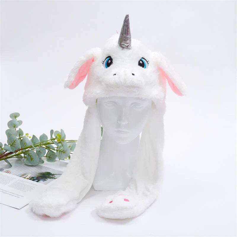 Spaßige Tiermütze mit Wackelohren, Kaninchen-Look für Kinder, perfektes Accessoire für Karneval.