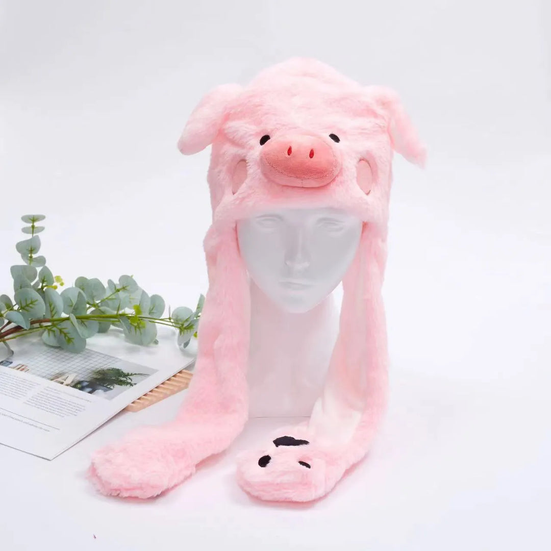 Plüschige Tiermütze mit Ohren zum Hochklappen, für Kinder & Erwachsene, unisex.