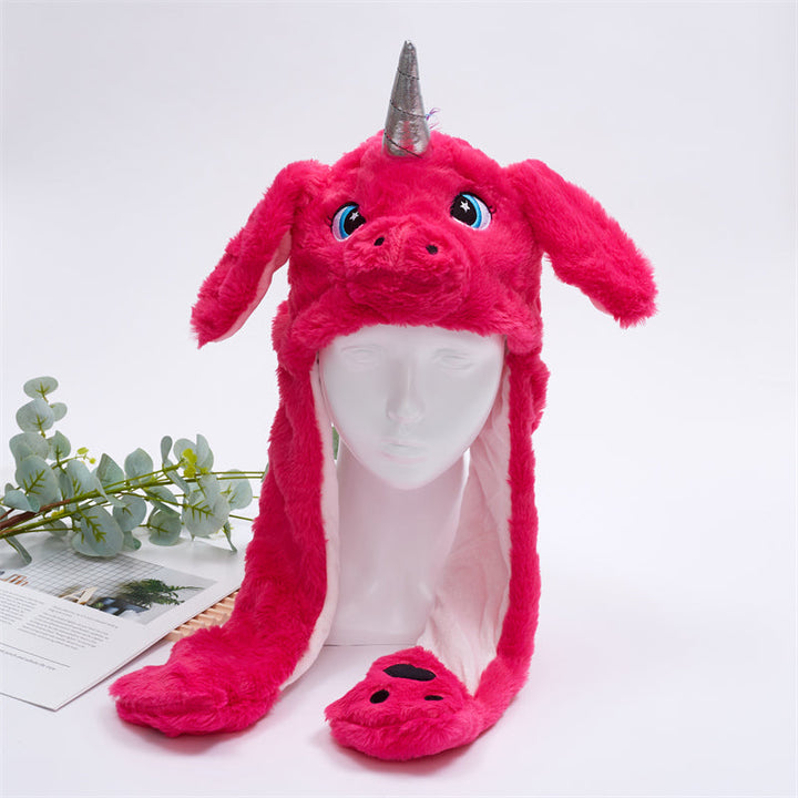 Modische Wintermütze mit beweglichen Tierohren, ideal als Geschenk für Freunde & Familie.