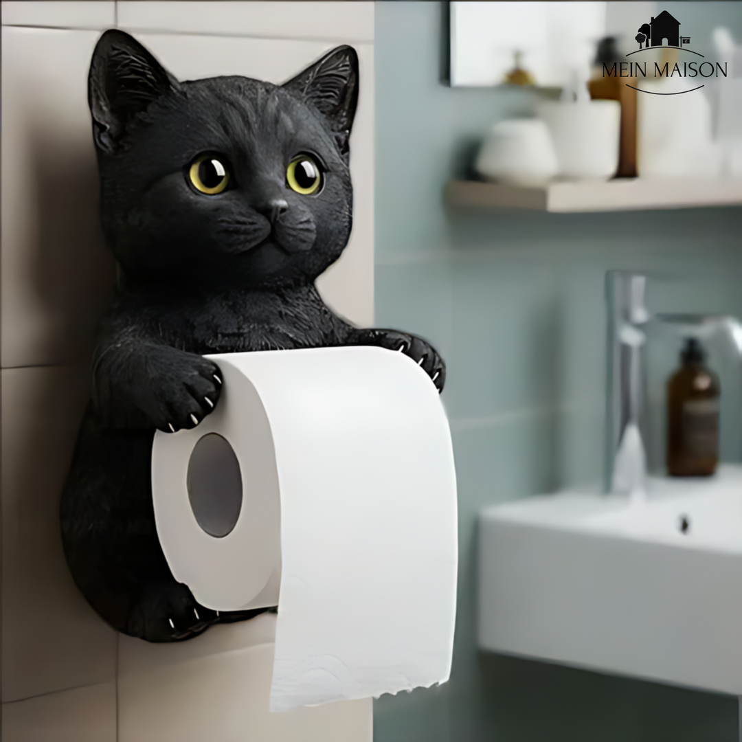 Detailgetreue Harzfigur: Katze als Toilettenpapierhalter, ein Muss für Tierliebhaber im Badezimmer.