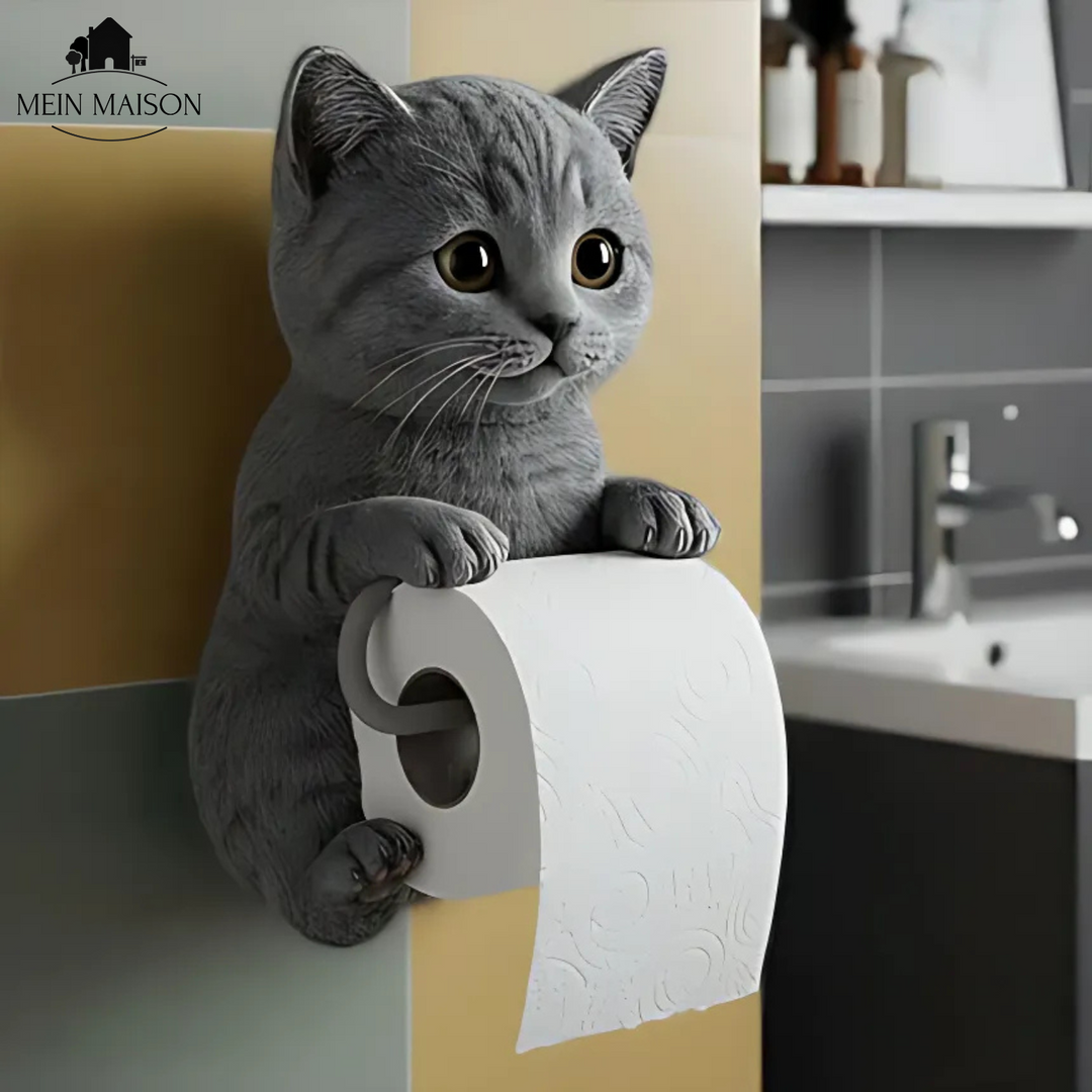 Süßer Toilettenpapierhalter Katze, lustige Deko aus Harz für ein modernes Bad und Gäste-WC.
