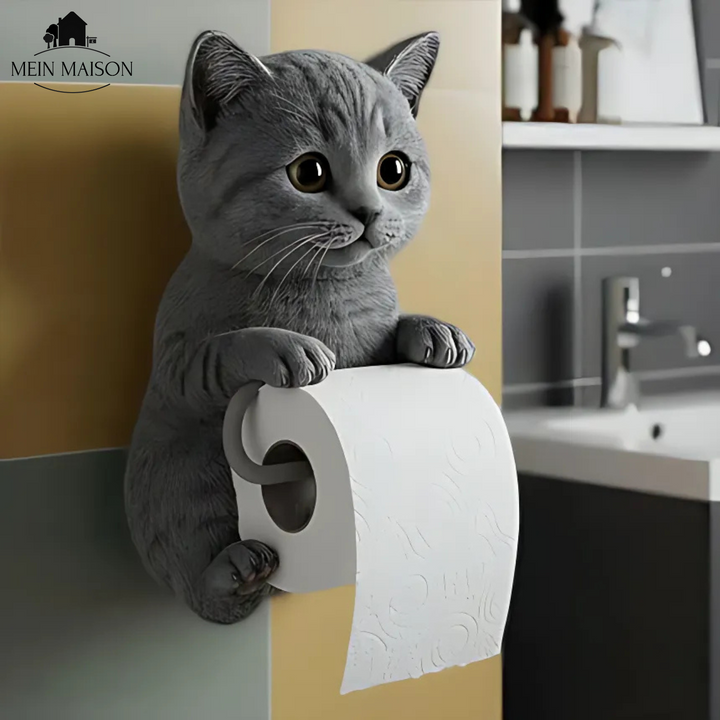 Süßer Toilettenpapierhalter Katze, lustige Deko aus Harz für ein modernes Bad und Gäste-WC.