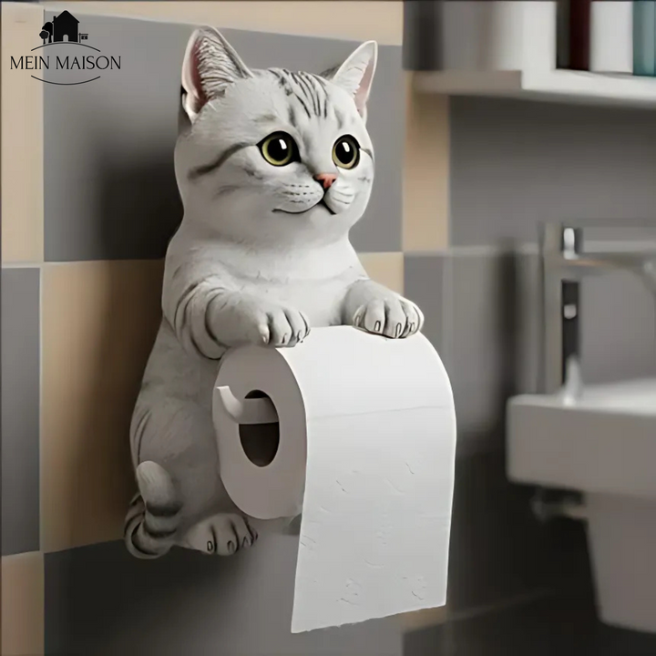 Dekorativer Toilettenpapierhalter mit Katze-Motiv. Ideal für Tierliebhaber und ein originelles Geschenk.