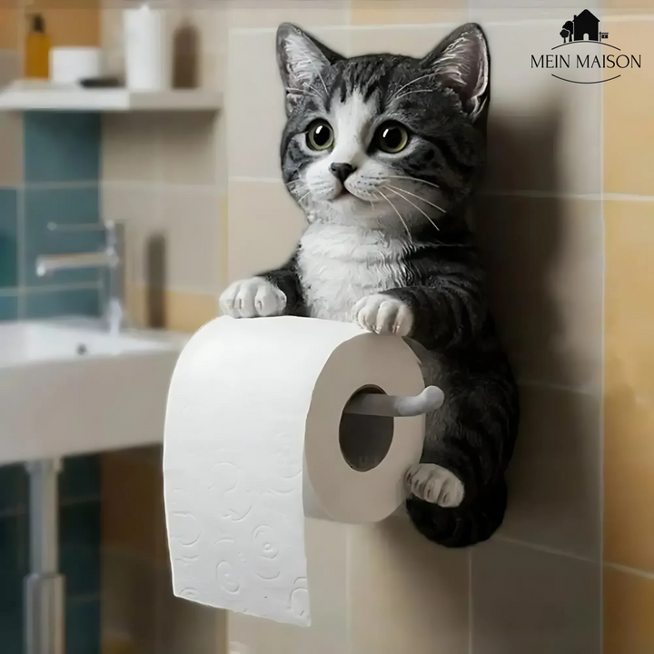 Origineller Katzen-Toilettenpapierhalter für Gäste-WC. Macht das Bad zur echten Wohlfühloase.