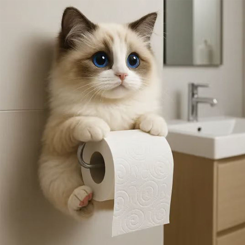 Charmanter WC Rollenhalter mit verspieltem 3D Katzenkopf. Schnelle Montage, tolle Badezimmer Deko.