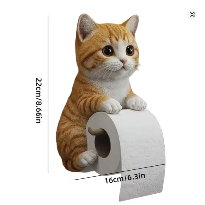 Praktischer Wand-Rollenhalter in Katzenform. Origineller Look für Hauptbad oder Gäste-WC.