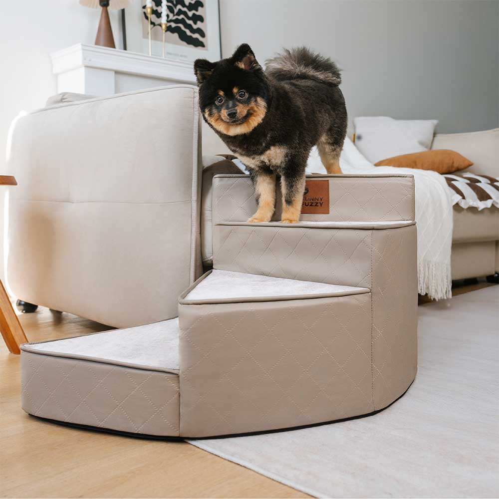 Luxe Kunstleder Haustiertreppe, gelenkschonend, für Hunde & Katzen.