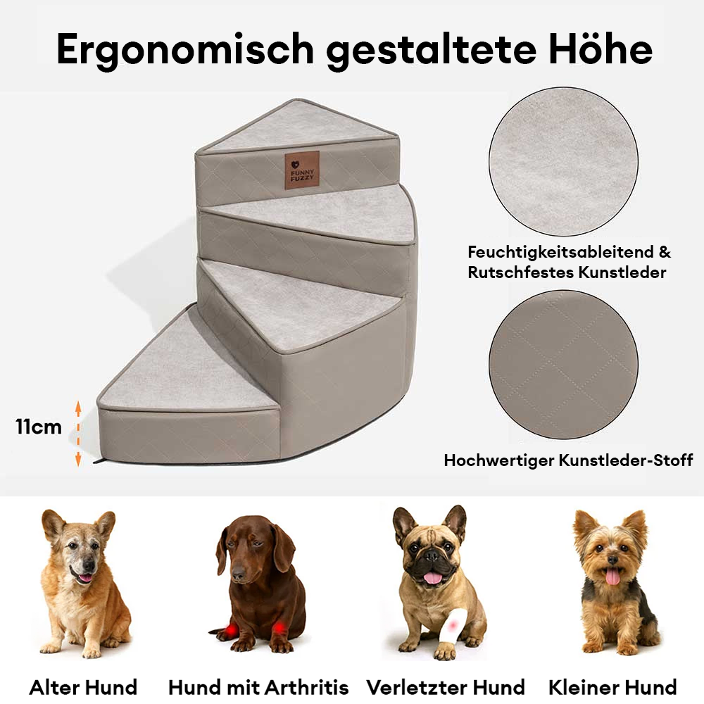 Wasserdichte Katzentreppe aus Kunstleder, abnehmbar & gelenkschonend.