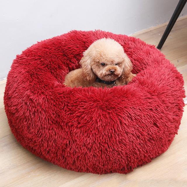 Luxe Weiches Plüsch Hundebett FluffyNest in Grau, superweich für maximalen Komfort & Geborgenheit.