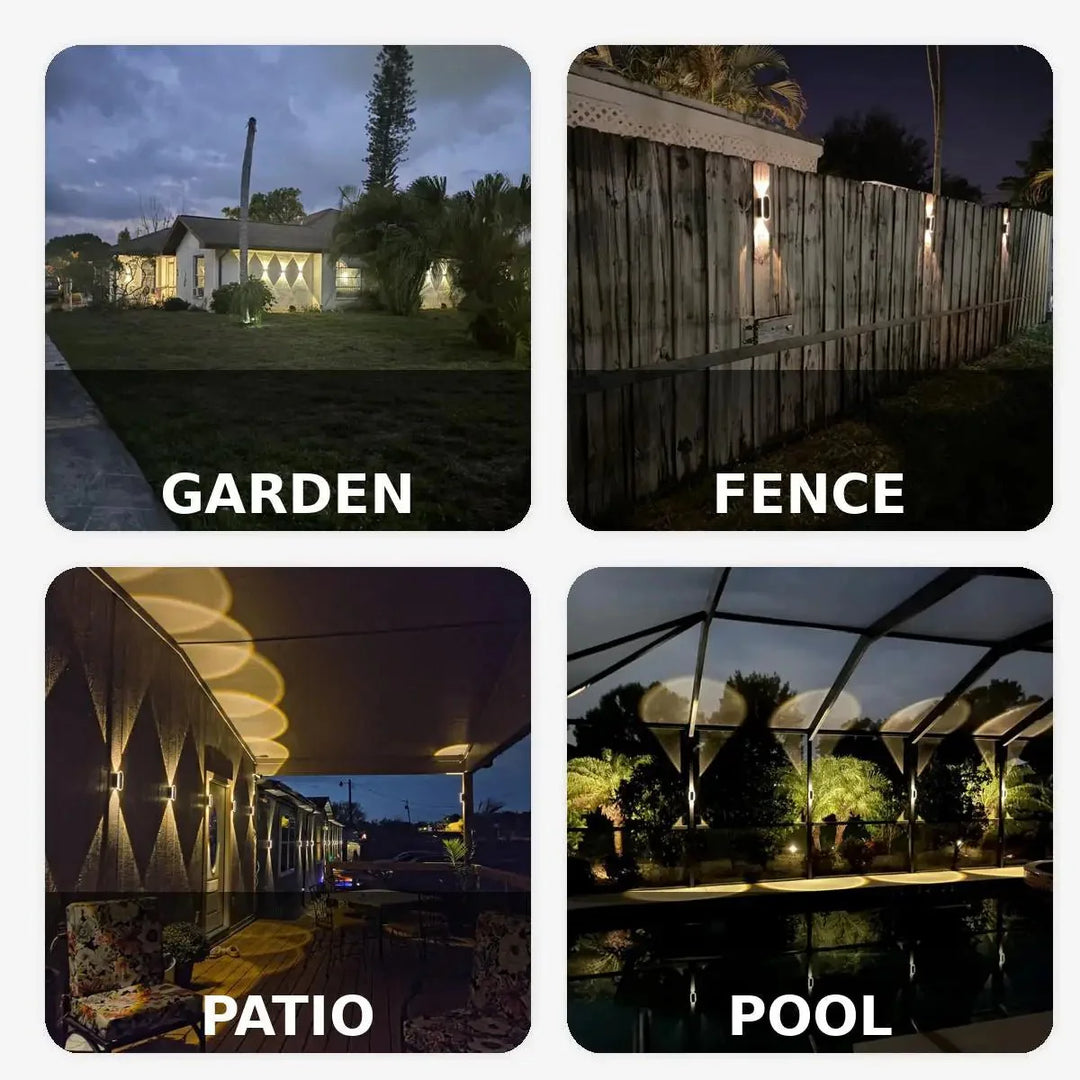 Elegante LUXSOLIS Solar-Zaunleuchten mit Auto-Licht-Sensor, IP65 wetterfest für moderne Gartenbeleuchtung.