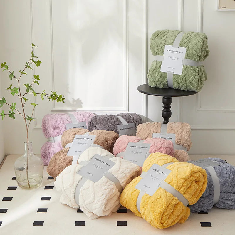 CozyLuxe luxuriöse, dicke Lammwolldecke, doppelseitig mit Flanell für Wärme & Stil.
