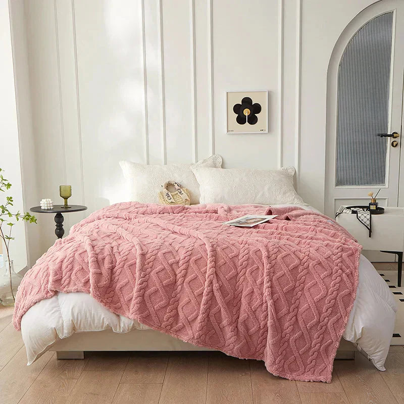 Doppelseitige Flanelldecke und Lammwolldecke CozyLuxe, super weich und wärmend.