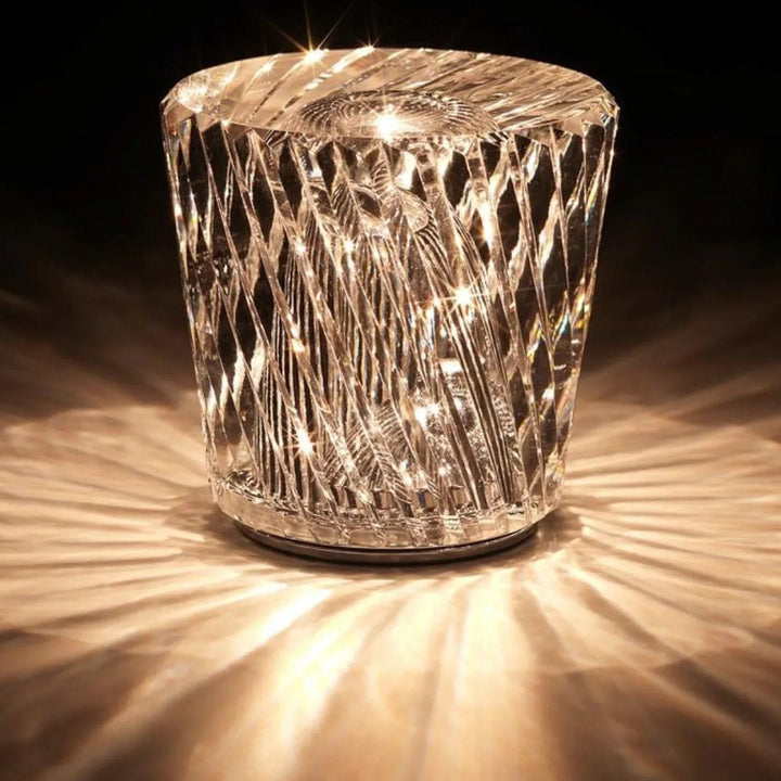Kristall Tischlampe mit Diamant-Effekt, LED, wiederaufladbar, für eine luxuriöse Einrichtung.