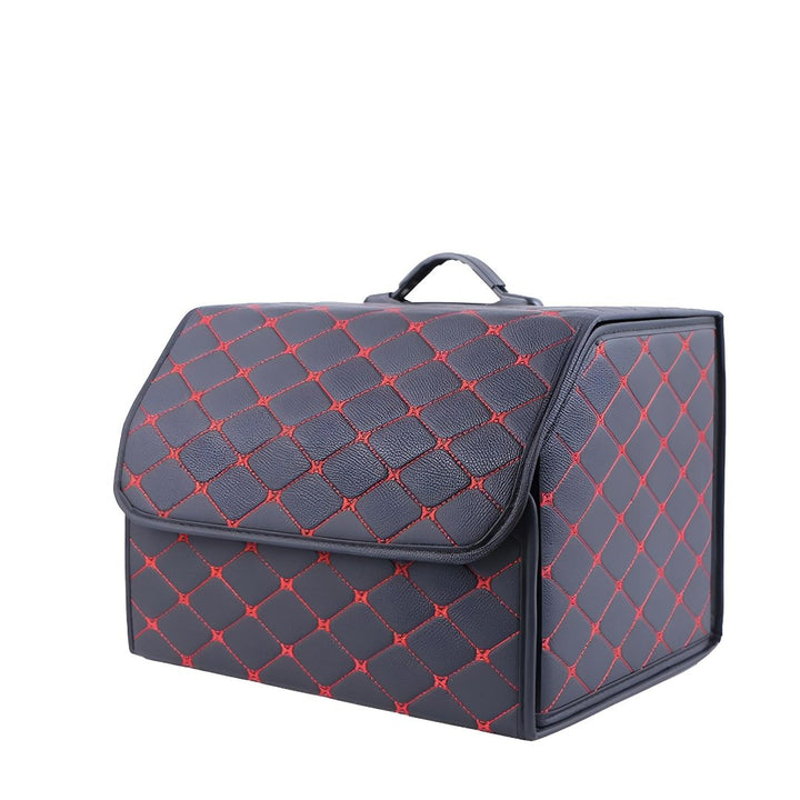Premium Leder Auto Kofferraumbox für stilvolle Aufbewahrung. Faltbarer Organizer für Ordnung und Luxus.