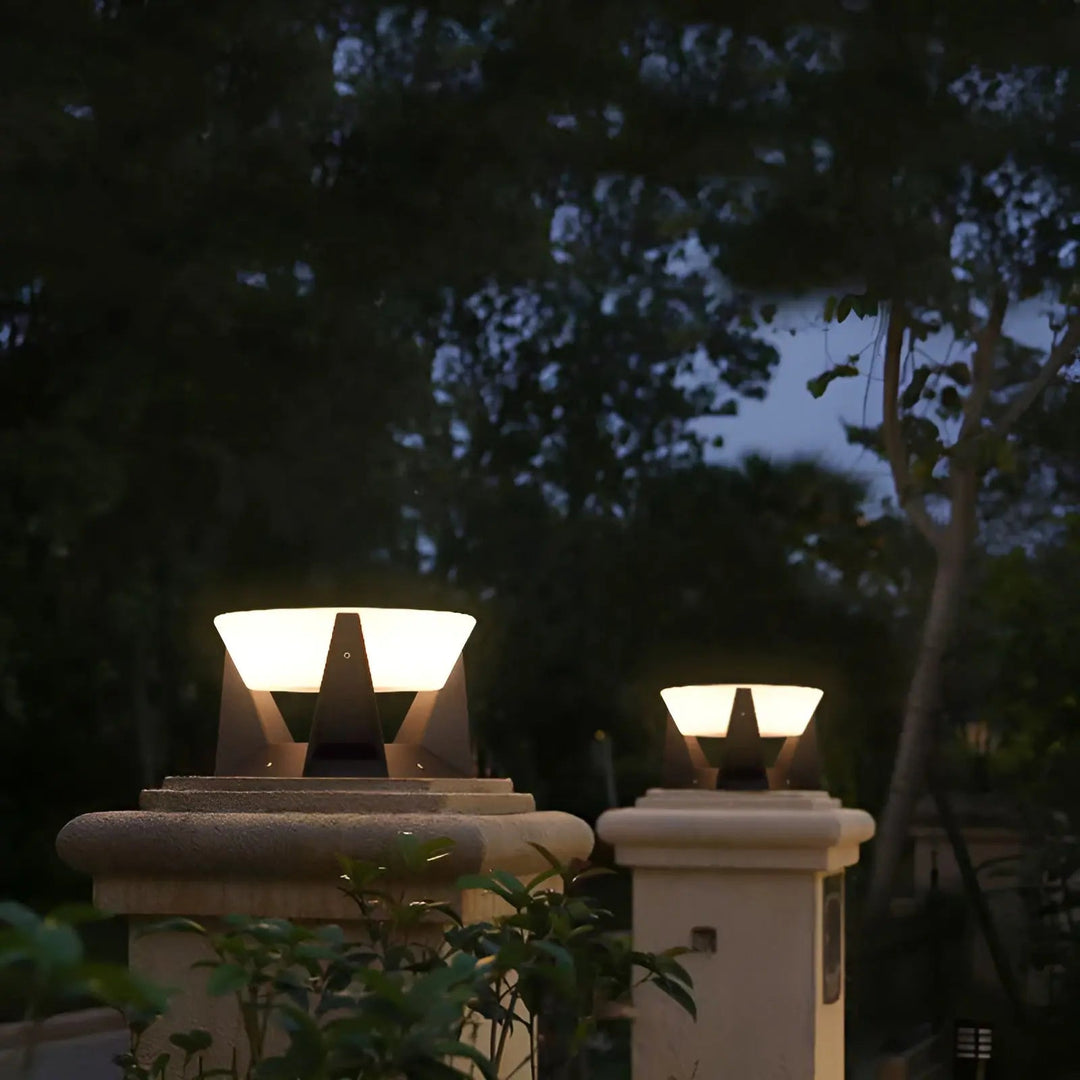 Japanische Zen-Solar-Gartenlampe aus Acryl & Metall, umweltfreundliche LED-Außenbeleuchtung für Gärten.