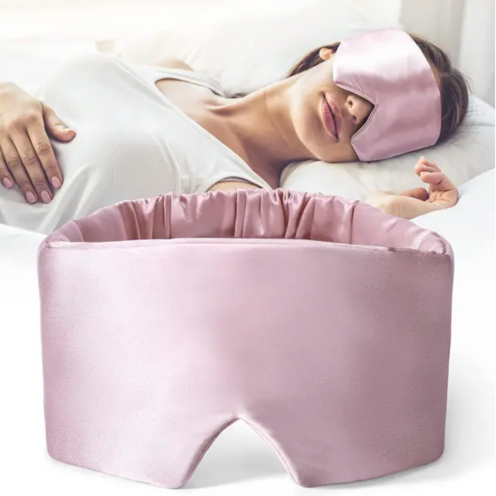 Elegante Unisex Schlafmaske im Reiseetui; perfekte Augenmaske für Entspannung unterwegs & ungestörte Nachtruhe.
