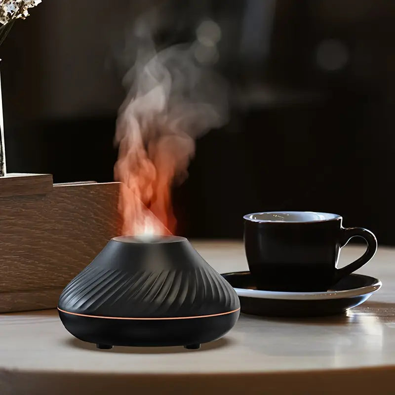 Dekorativer Duftlampe mit Flammeneffekt für Wohlbefinden & Entspannung; leise USB-Aromatherapie.