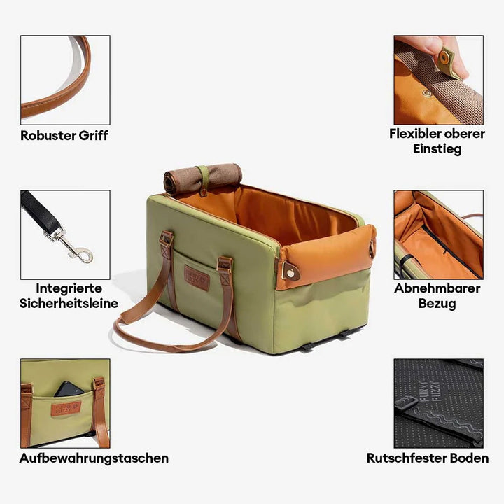 Autositz für kleine Hunde, schützt Ihr Haustier & Fahrzeug, passt perfekt auf die Mittelkonsole.