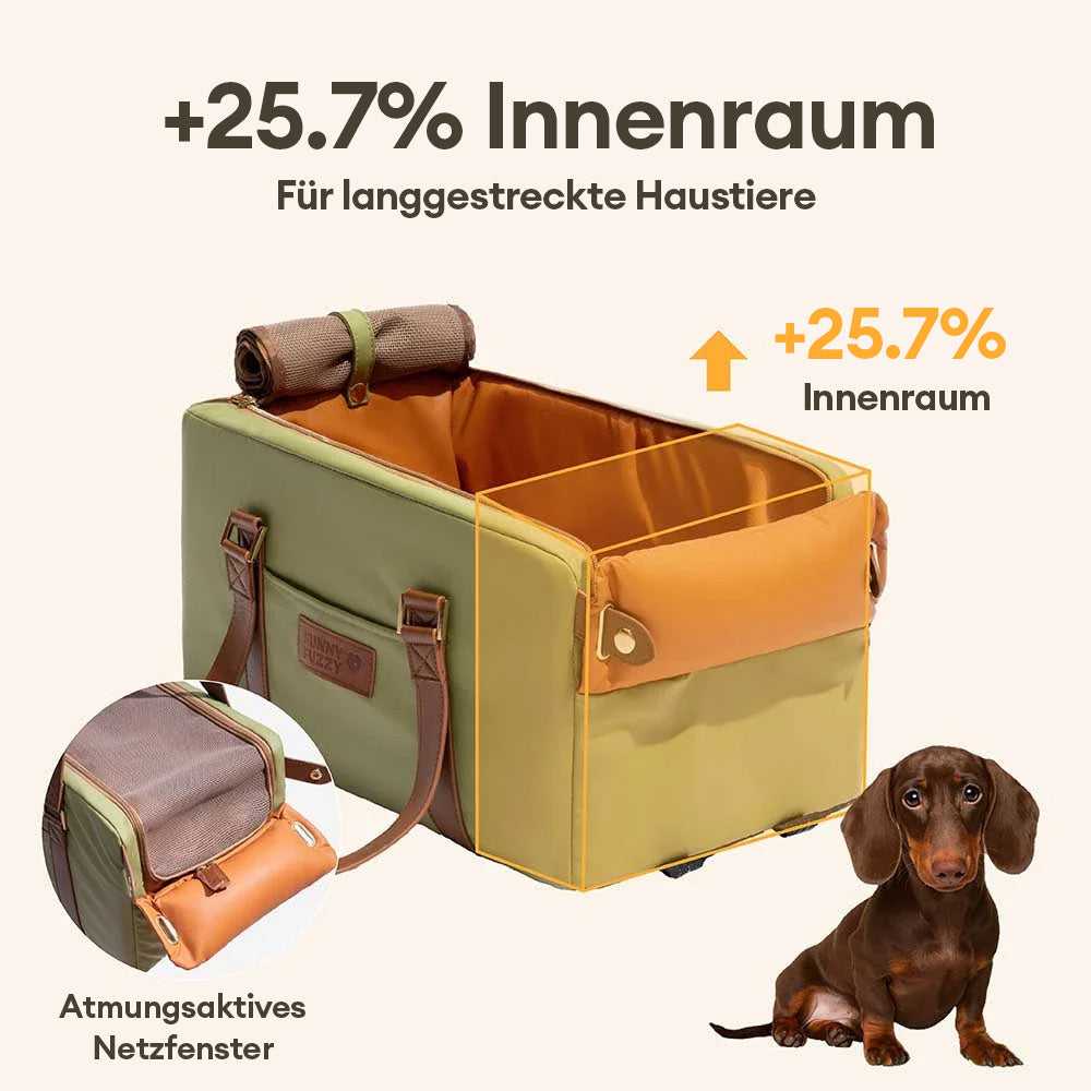 Bequemer Hundesitz aus Kunstleder für die Mittelkonsole, sicherer Transport für Haustiere.