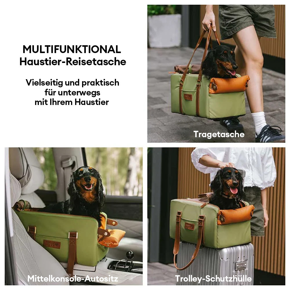 2-in-1 Haustierträger: Autositz & Tragetasche für die Mittelkonsole, perfekt für Hunde und Katzen.
