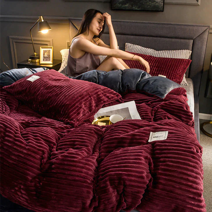 Luxus Samt-Fleece Bettbezug, flauschig & wärmend, exklusive Winterbettwäsche für Ihr Schlafzimmer.