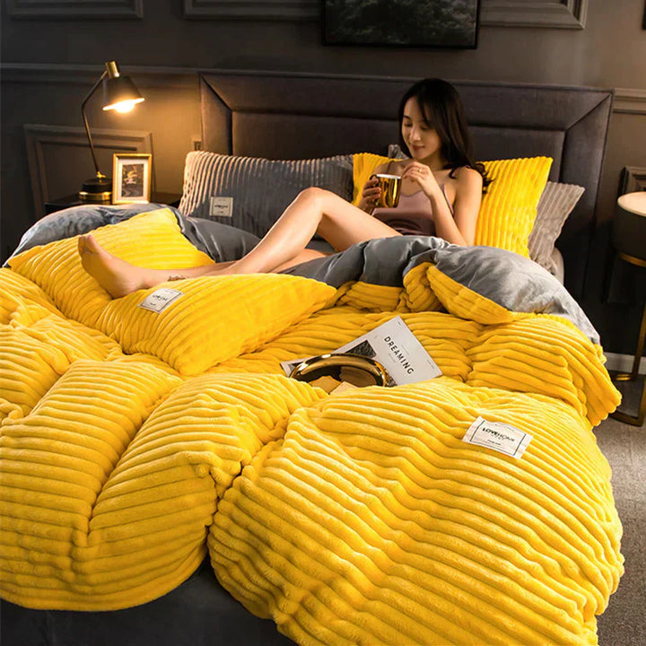 Zeitloser Samt-Fleece Bettbezug, gemütlich & warm, ideal für jedes Schlafzimmer. Luxuriöse Bettwäsche.