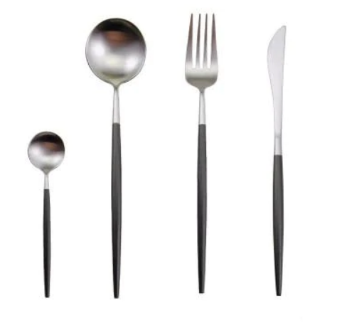 Hochwertiges Edelstahl-Besteckset, 24-teilig, für 6 Personen, ein Luxus für die Küche.