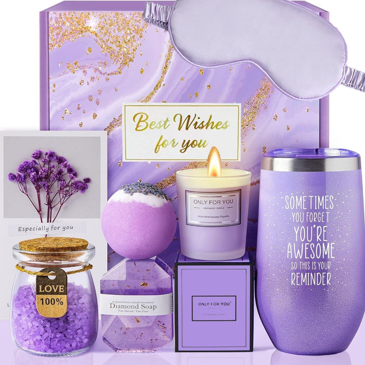 Verwöhnendes Badegeschenkset für tiefe Entspannung; schafft eine luxuriöse Spa Zuhause Atmosphäre als Geschenkidee.