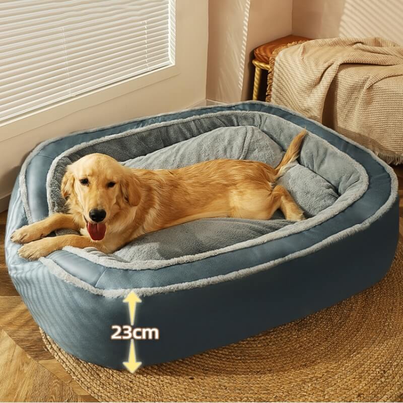 CozyPaw™ Luxus Hundebett, dunkelblau, mit waschbarem Bezug. Optimaler Schlafplatz für Hunde.