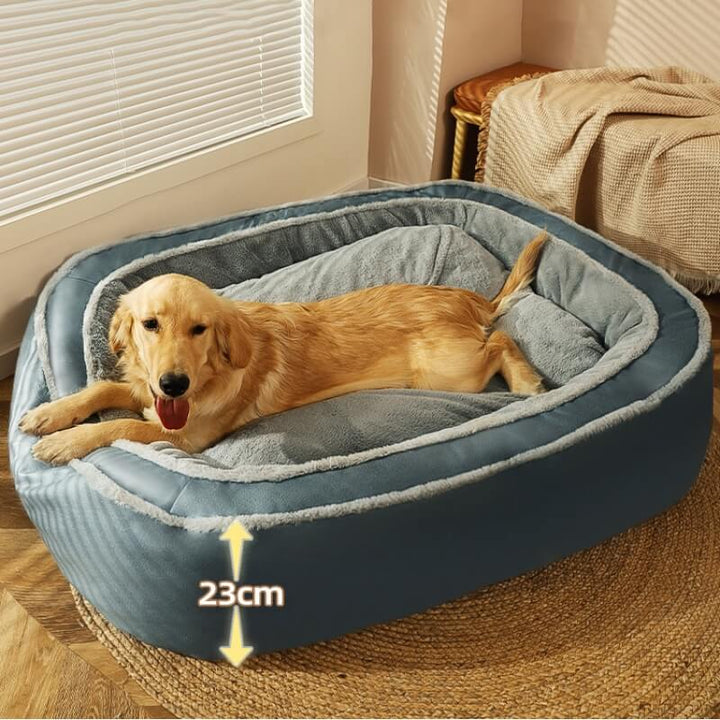 CozyPaw™ Luxus Hundebett, dunkelblau, mit waschbarem Bezug. Optimaler Schlafplatz für Hunde.