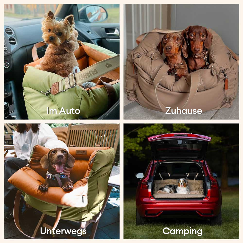 Elegantes Hundebett Auto, Kunstlederoptik, sorgt für eine stilvolle und sichere Fahrt.