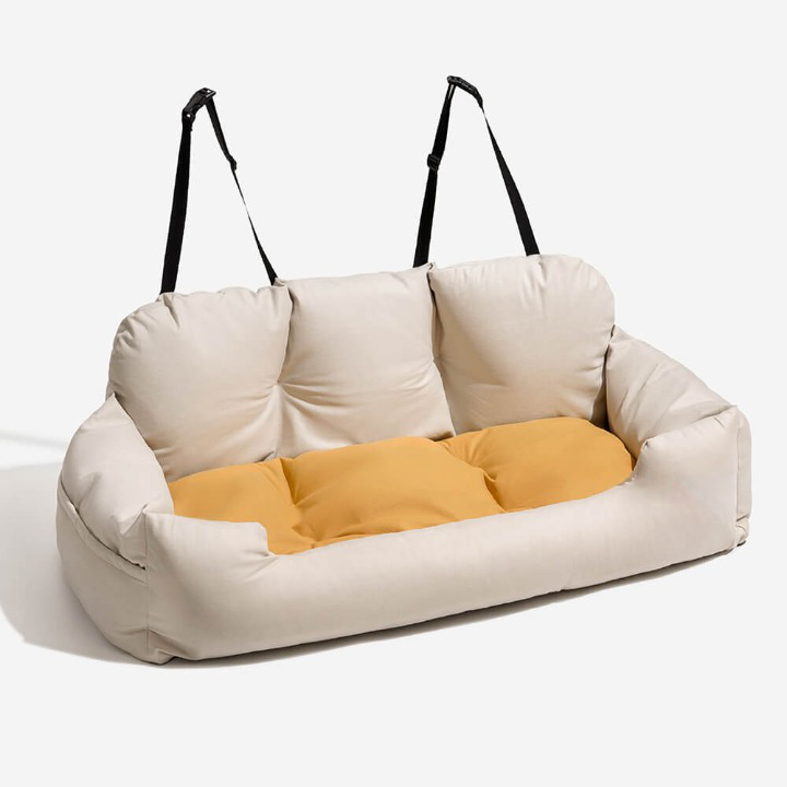 Elegantes PawsRest Hundebett. Weiches, luxuriöses Reisebett für mittlere & große Hunde bietet maximalen Komfort.
